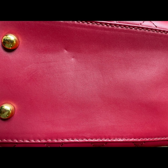 JOY & IMAN Satchel Diamond Quilted Leather Bag Red - Picture 13 of 13